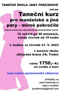 Přečtete si více ze článku Taneční kurz pro manželské a jiné páry – mírně pokročilí