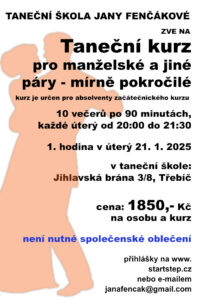 Přečtete si více ze článku Taneční kurz pro manželské a jiné páry – mírně pokročilí