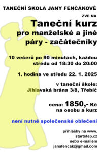Přečtete si více ze článku Taneční kurz pro manželské a jiné páry – začátečníci