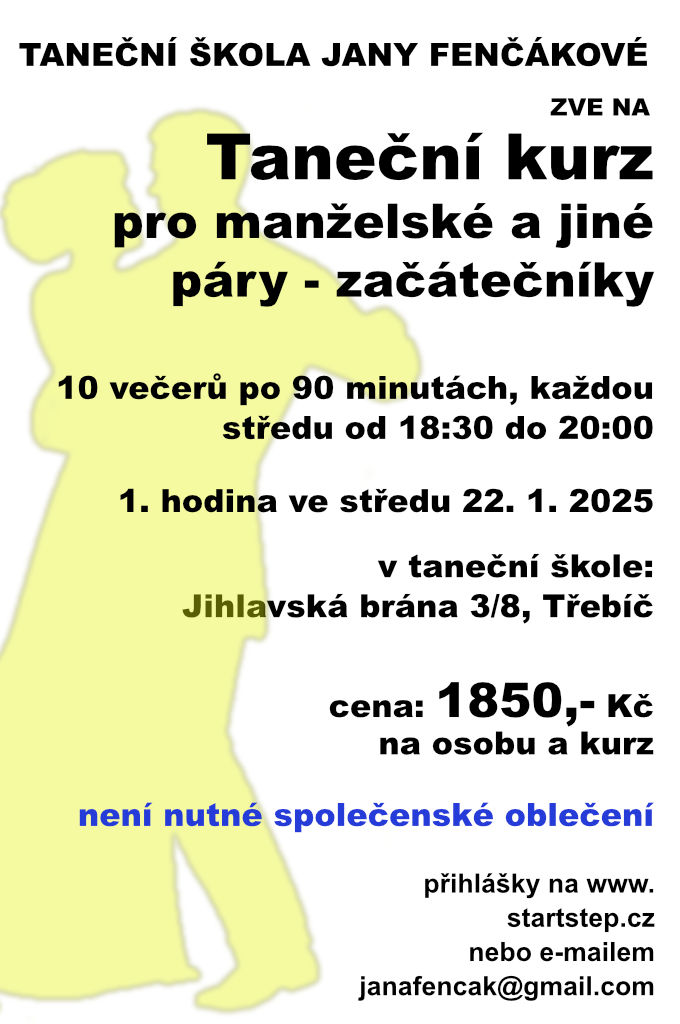 Přečtete si více ze článku Taneční kurz pro manželské a jiné páry – začátečníci