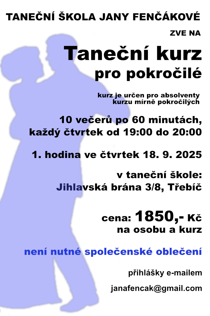 Právě si prohlížíte Taneční kurz pro pokročilé